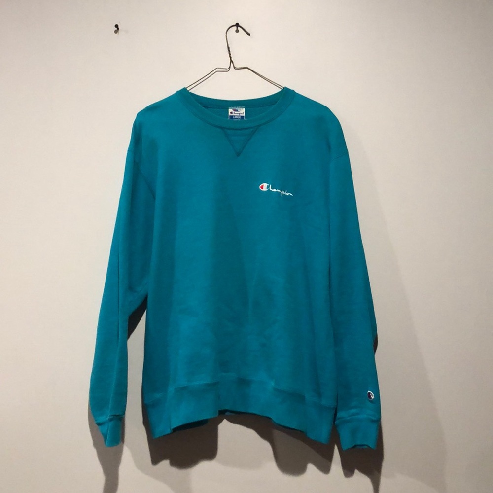 Champion Vintage Teal Embroidered Pullover Sweatshirt